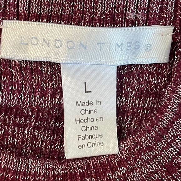 NWT LONDON TIMES Cold Shoulder Ribbed Knit A-line Midi Dress, Large - Picture 8 of 10